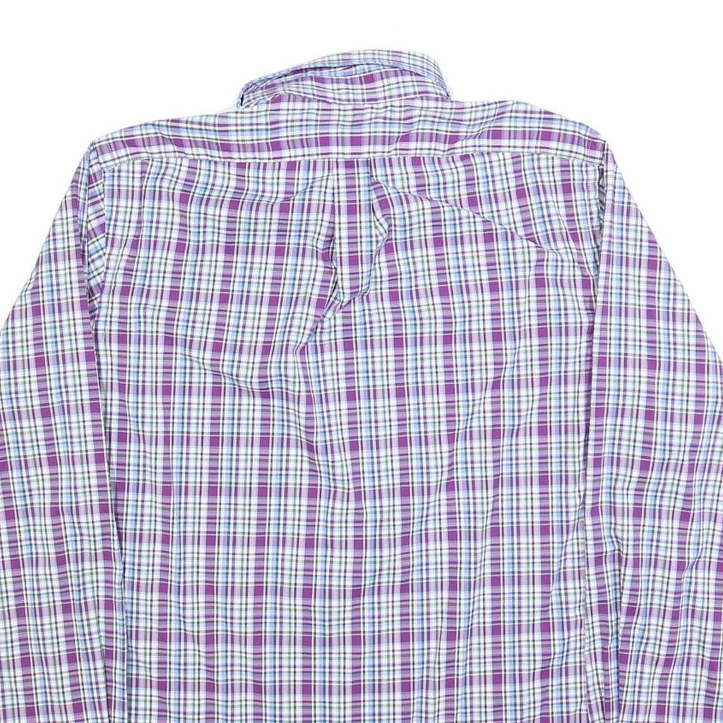 RALPH LAUREN Mens Purple & White Plaid Cotton Blend Shirt M Long Sleeve Button