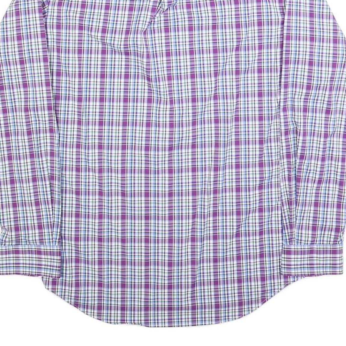 RALPH LAUREN Mens Purple & White Plaid Cotton Blend Shirt M Long Sleeve Button