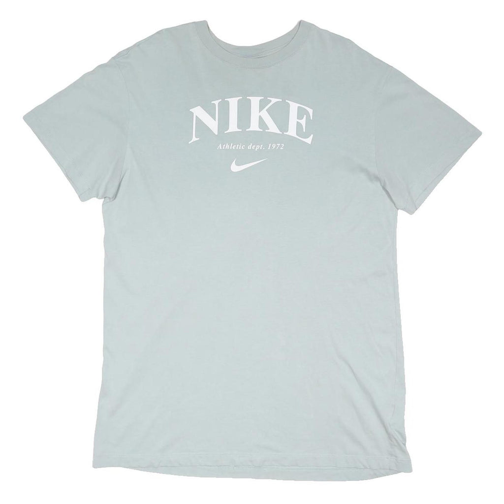 NIKE Womens Blue Dress Cotton Blend Plain Short Sleeve Midi Size M Casual