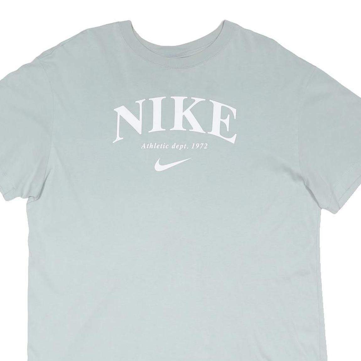 NIKE Womens Blue Dress Cotton Blend Plain Short Sleeve Midi Size M Casual