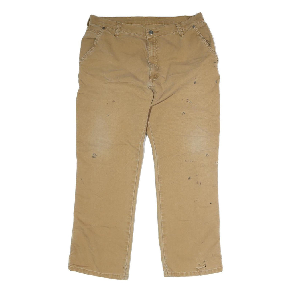 DICKIES Mens Jeans Beige Regular Straight Cotton Button W36 L29 Workwear