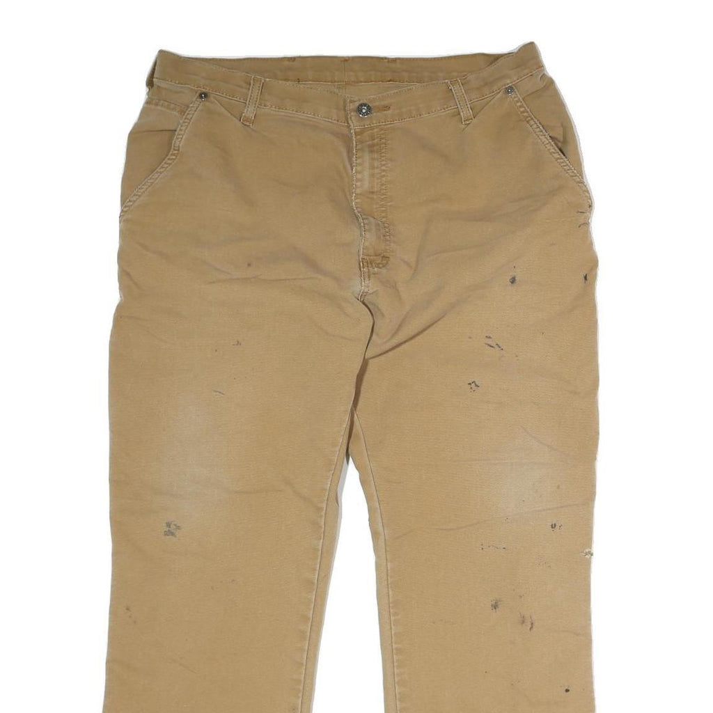 DICKIES Mens Jeans Beige Regular Straight Cotton Button W36 L29 Workwear