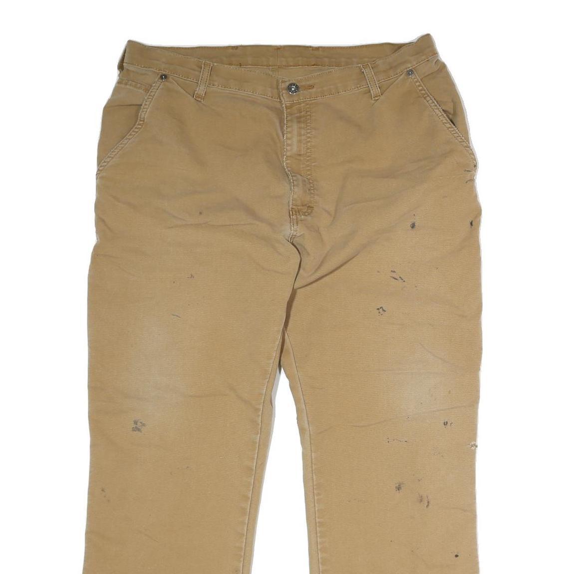 DICKIES Mens Jeans Beige Regular Straight Cotton Button W36 L29 Workwear