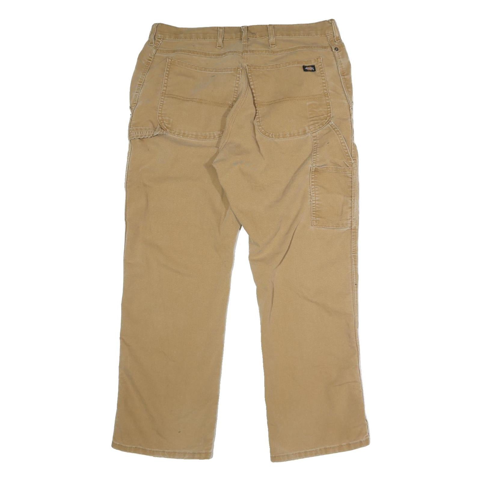 DICKIES Mens Jeans Beige Regular Straight Cotton Button W36 L29 Workwear