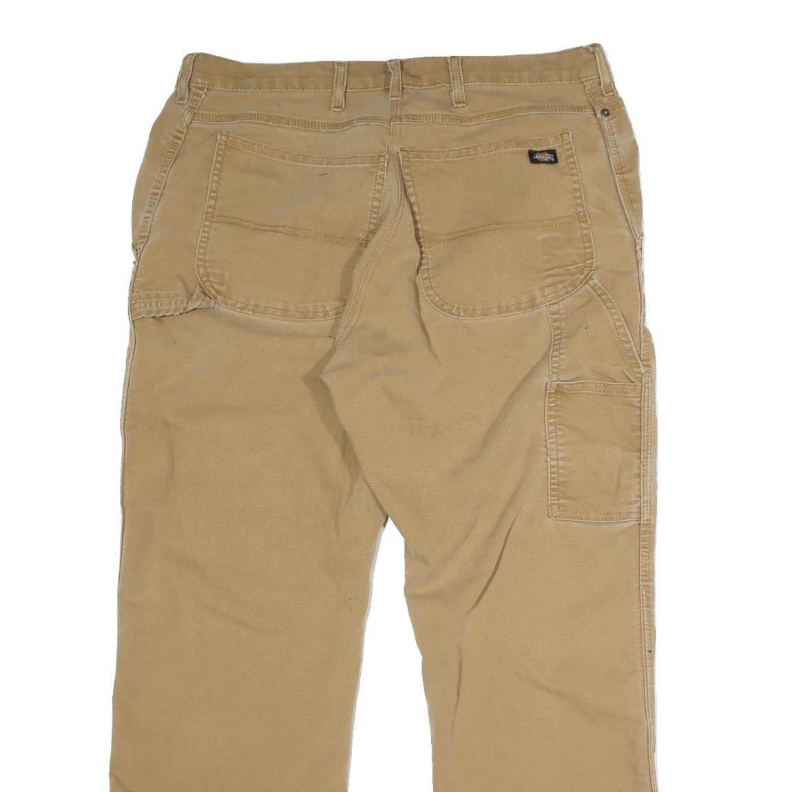 DICKIES Mens Jeans Beige Regular Straight Cotton Button W36 L29 Workwear