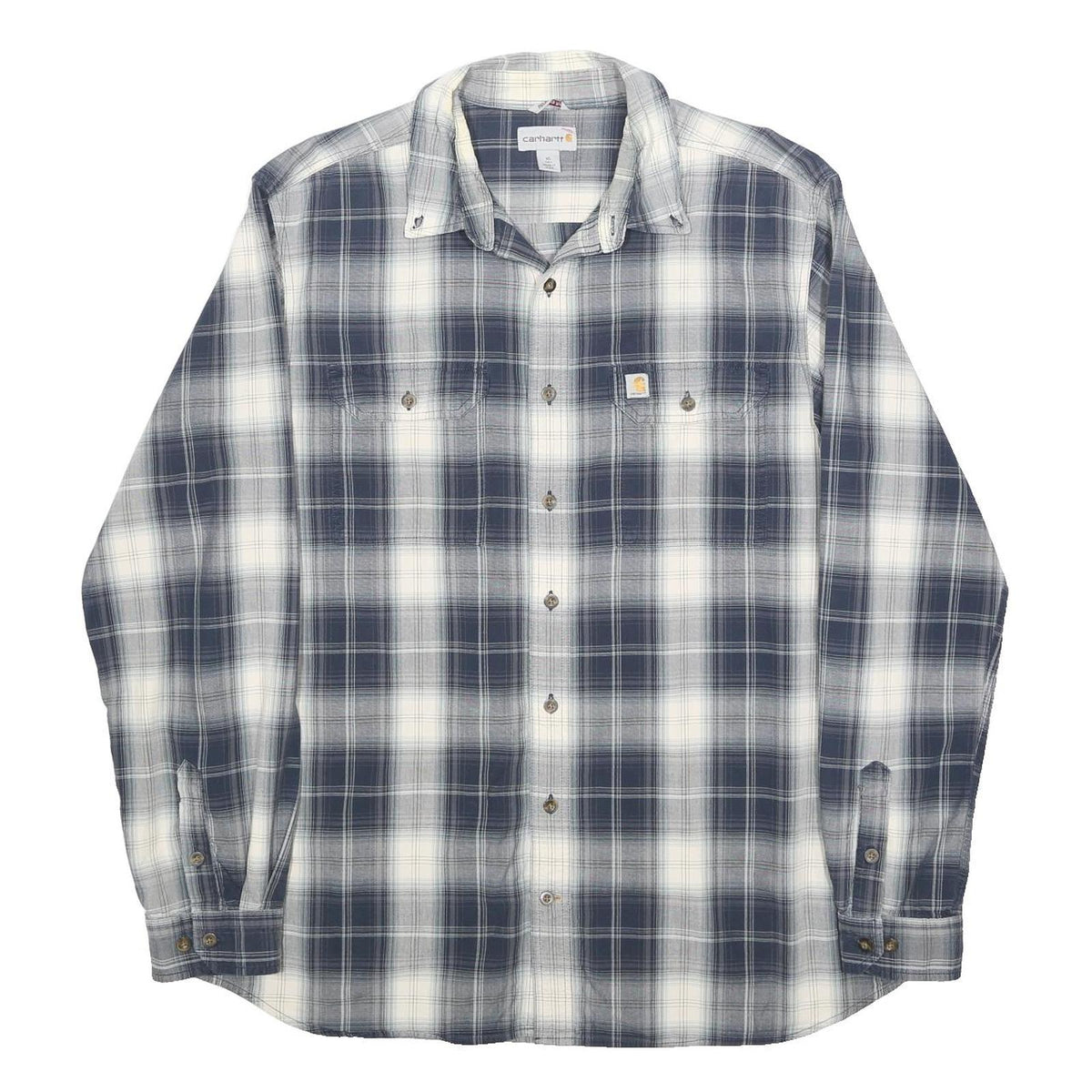 CARHARTT Mens Blue & White Check Shirt XL Long Sleeve Cotton Casual