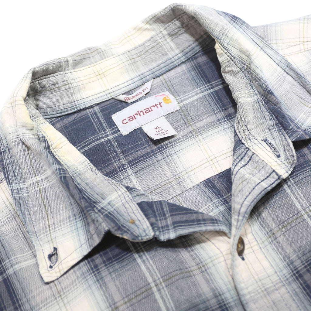 CARHARTT Mens Blue & White Check Shirt XL Long Sleeve Cotton Casual