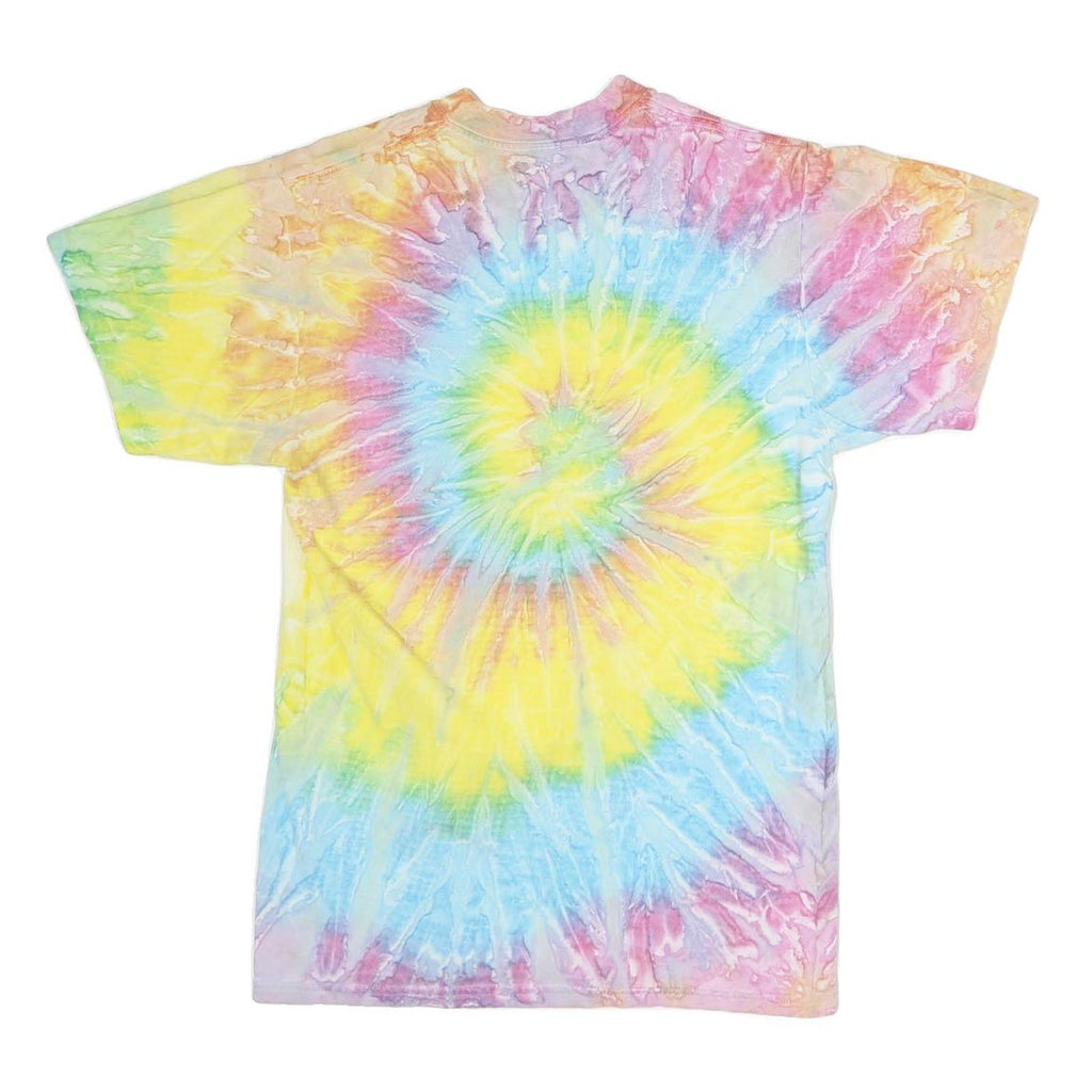 JERZEES Womens Yellow & Blue Tie Dye Michigan State Graphic T-Shirt M Crew Neck