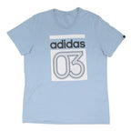 ADIDAS Mens Light Blue Graphic T-Shirt L Short Sleeve Crew Neck Cotton Blend