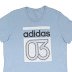ADIDAS Mens Light Blue Graphic T-Shirt L Short Sleeve Crew Neck Cotton Blend