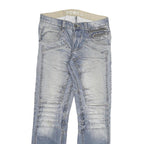 C INC Mens Regular Fit Blue Denim Jeans W33 L34 Zip Closure Distressed