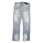 C INC Mens Regular Fit Blue Denim Jeans W33 L34 Zip Closure Distressed