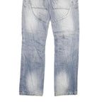 C INC Mens Regular Fit Blue Denim Jeans W33 L34 Zip Closure Distressed