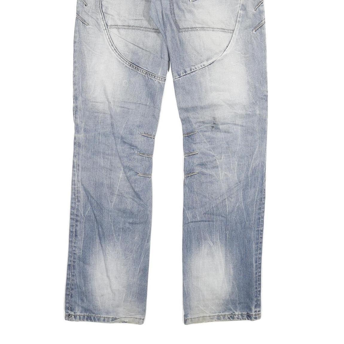 C INC Mens Regular Fit Blue Denim Jeans W33 L34 Zip Closure Distressed