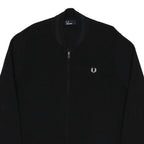 FRED PERRY Mens Black Zip Jacket L Cotton Blend Plain Classic Casual Lightweight