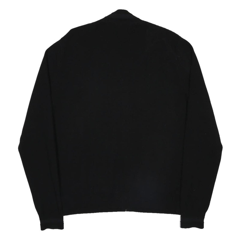 FRED PERRY Mens Black Zip Jacket L Cotton Blend Plain Classic Casual Lightweight