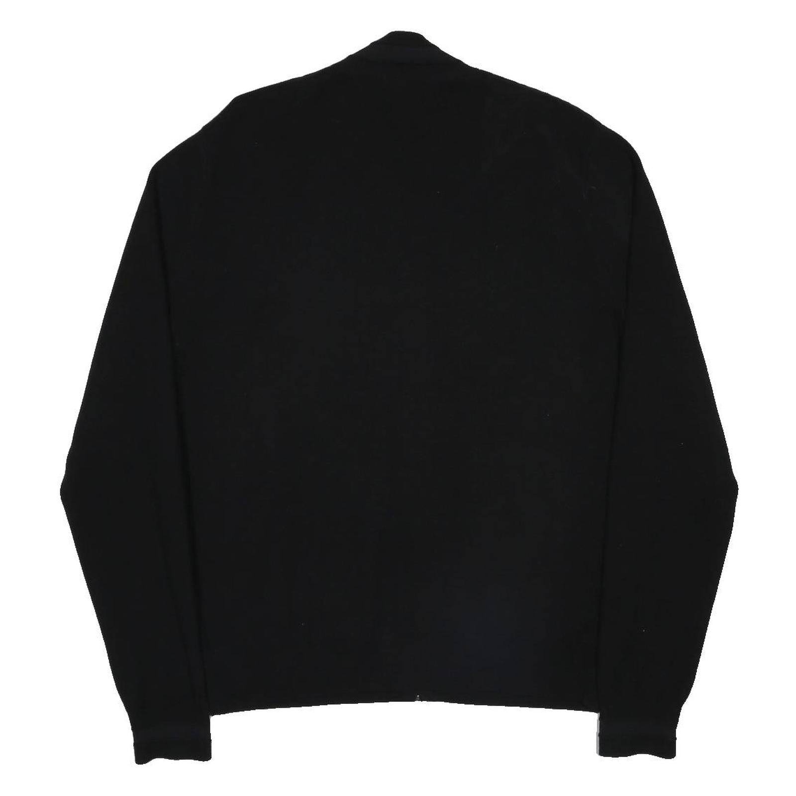 FRED PERRY Mens Black Zip Jacket L Cotton Blend Plain Classic Casual Lightweight