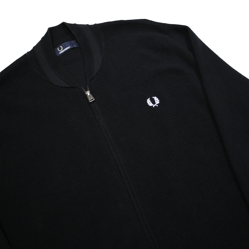 FRED PERRY Mens Black Zip Jacket L Cotton Blend Plain Classic Casual Lightweight