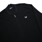 FRED PERRY Mens Black Zip Jacket L Cotton Blend Plain Classic Casual Lightweight