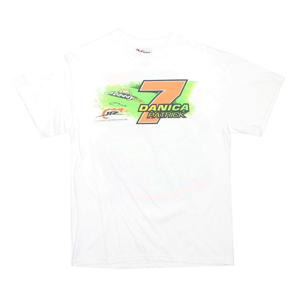 CHASE AUTHENTICS Mens White Danica Patrick Graphic T-Shirt M Short Sleeve Crew