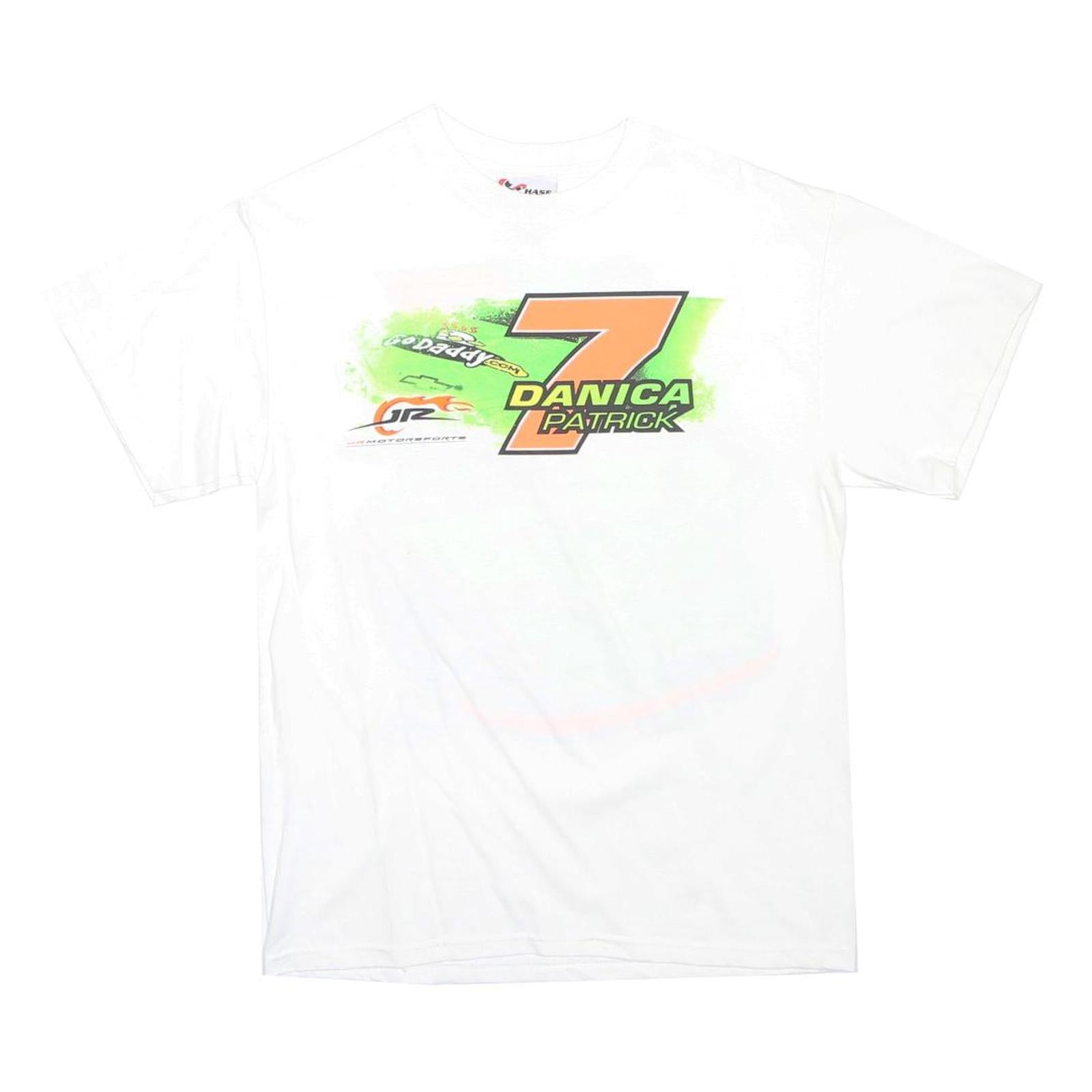 CHASE AUTHENTICS Mens White Danica Patrick Graphic T-Shirt M Short Sleeve Crew