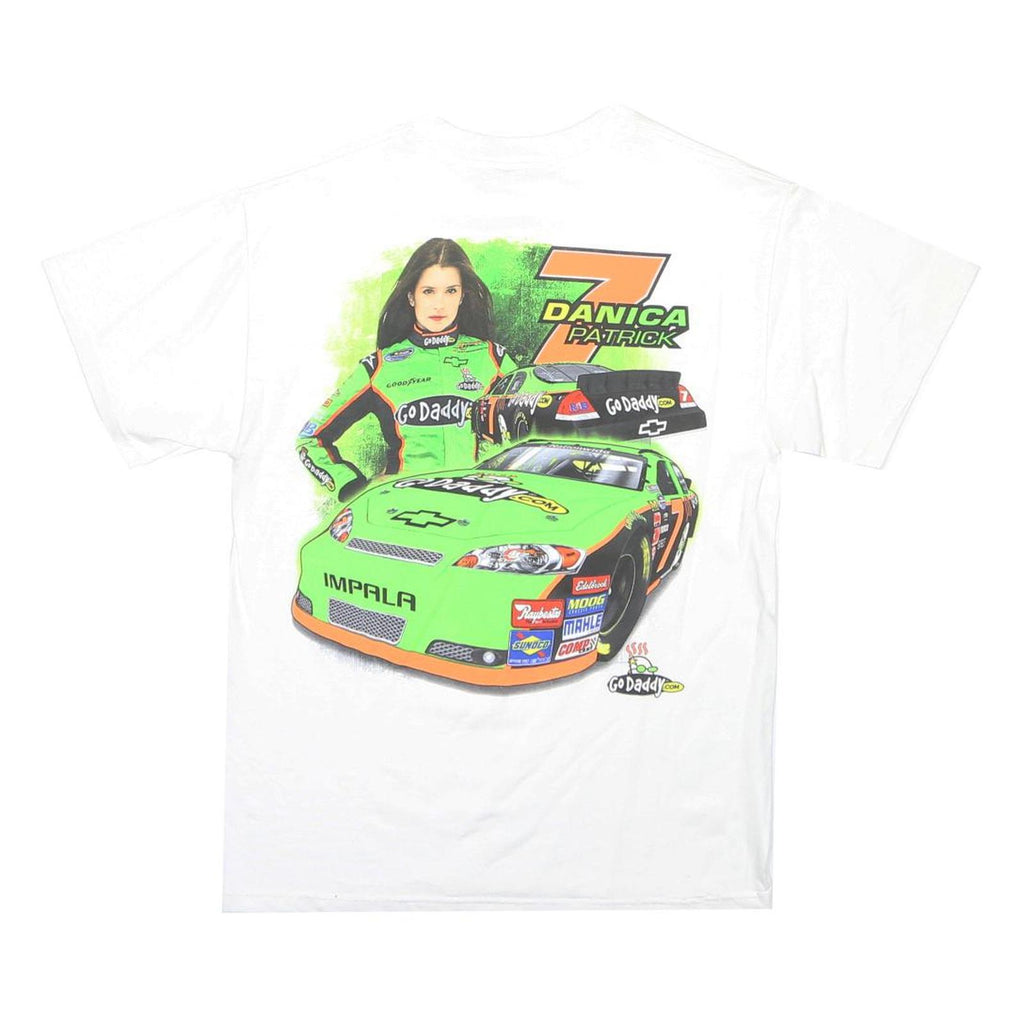CHASE AUTHENTICS Mens White Danica Patrick Graphic T-Shirt M Short Sleeve Crew
