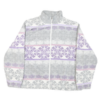 ALFRED DUNNER Womens White & Grey Purple Pattern Zip Jacket L Polyester Blend