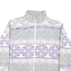 ALFRED DUNNER Womens White & Grey Purple Pattern Zip Jacket L Polyester Blend
