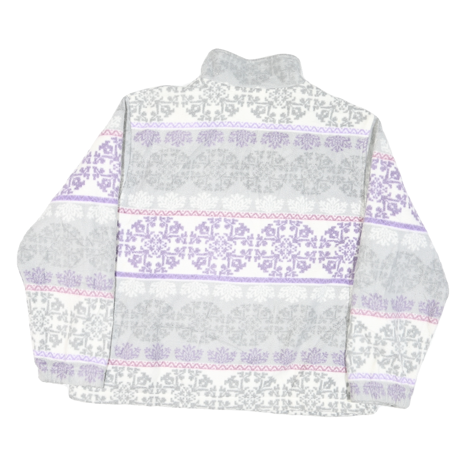 ALFRED DUNNER Womens White & Grey Purple Pattern Zip Jacket L Polyester Blend