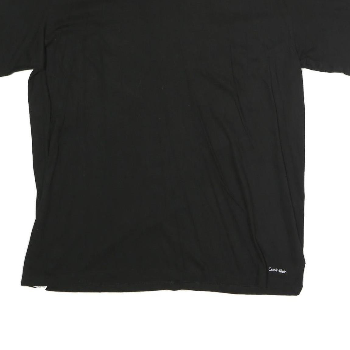 CALVIN KLEIN Mens Black XL V-Neck T-Shirt Cotton Plain Short Sleeve Casual