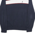 NAUTICA Mens Navy Blue White Patterned Cotton Jumper Crew Neck Basic Knit L