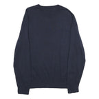 NAUTICA Mens Navy Blue White Patterned Cotton Jumper Crew Neck Basic Knit L