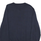 NAUTICA Mens Navy Blue White Patterned Cotton Jumper Crew Neck Basic Knit L