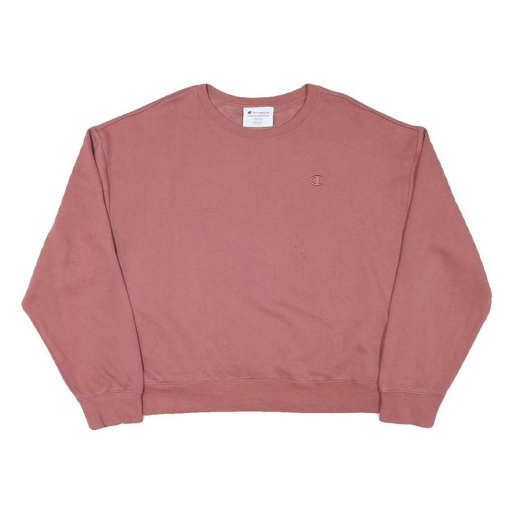 CHAMPION Womens Pink Crew Neck 2XL Cotton Blend Pullover Sweatshirt Casual