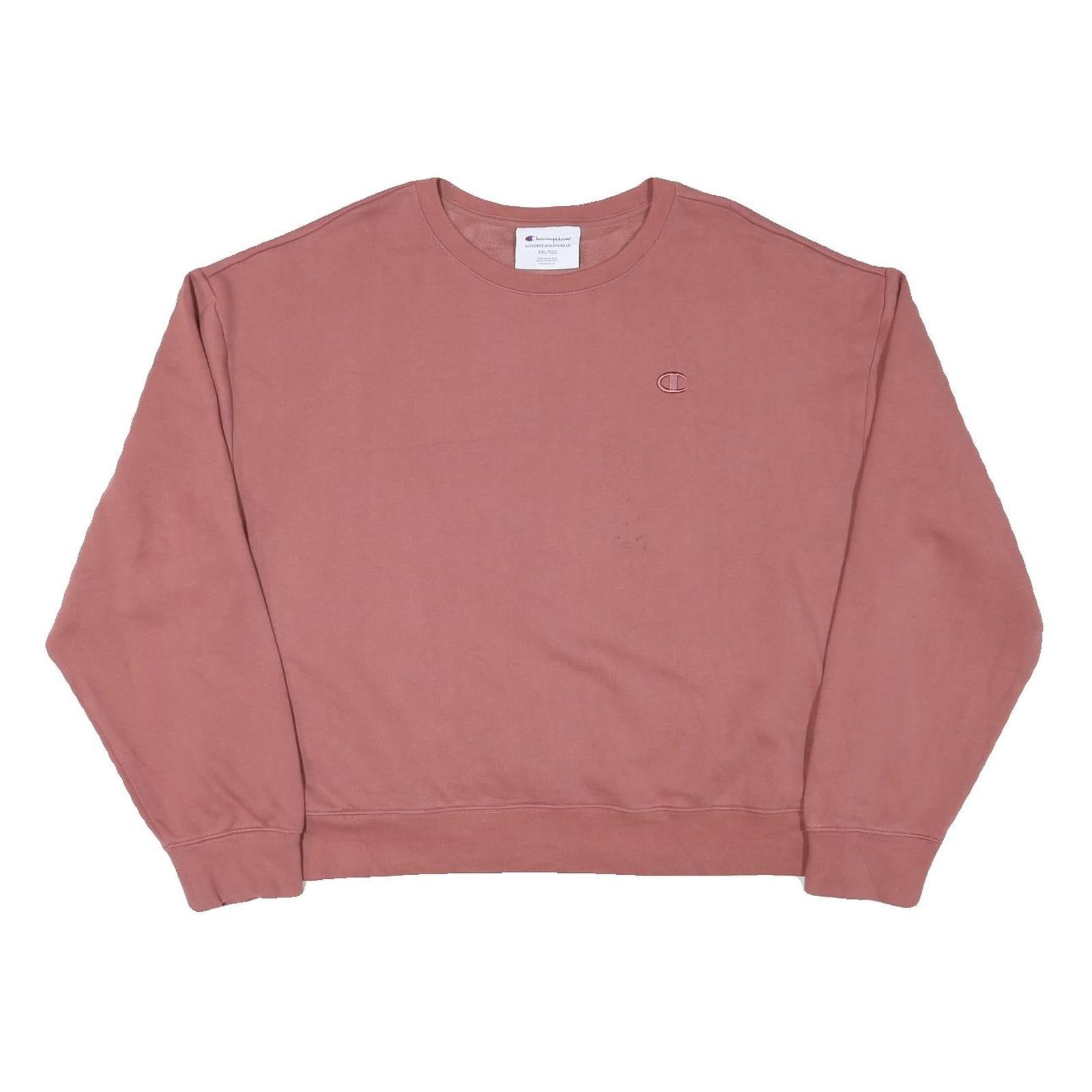 CHAMPION Womens Pink Crew Neck 2XL Cotton Blend Pullover Sweatshirt Casual