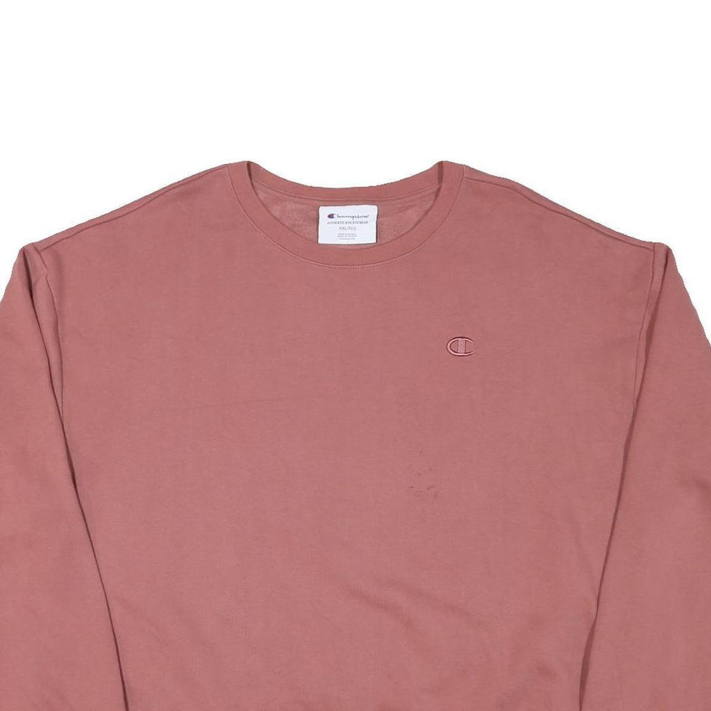 CHAMPION Womens Pink Crew Neck 2XL Cotton Blend Pullover Sweatshirt Casual