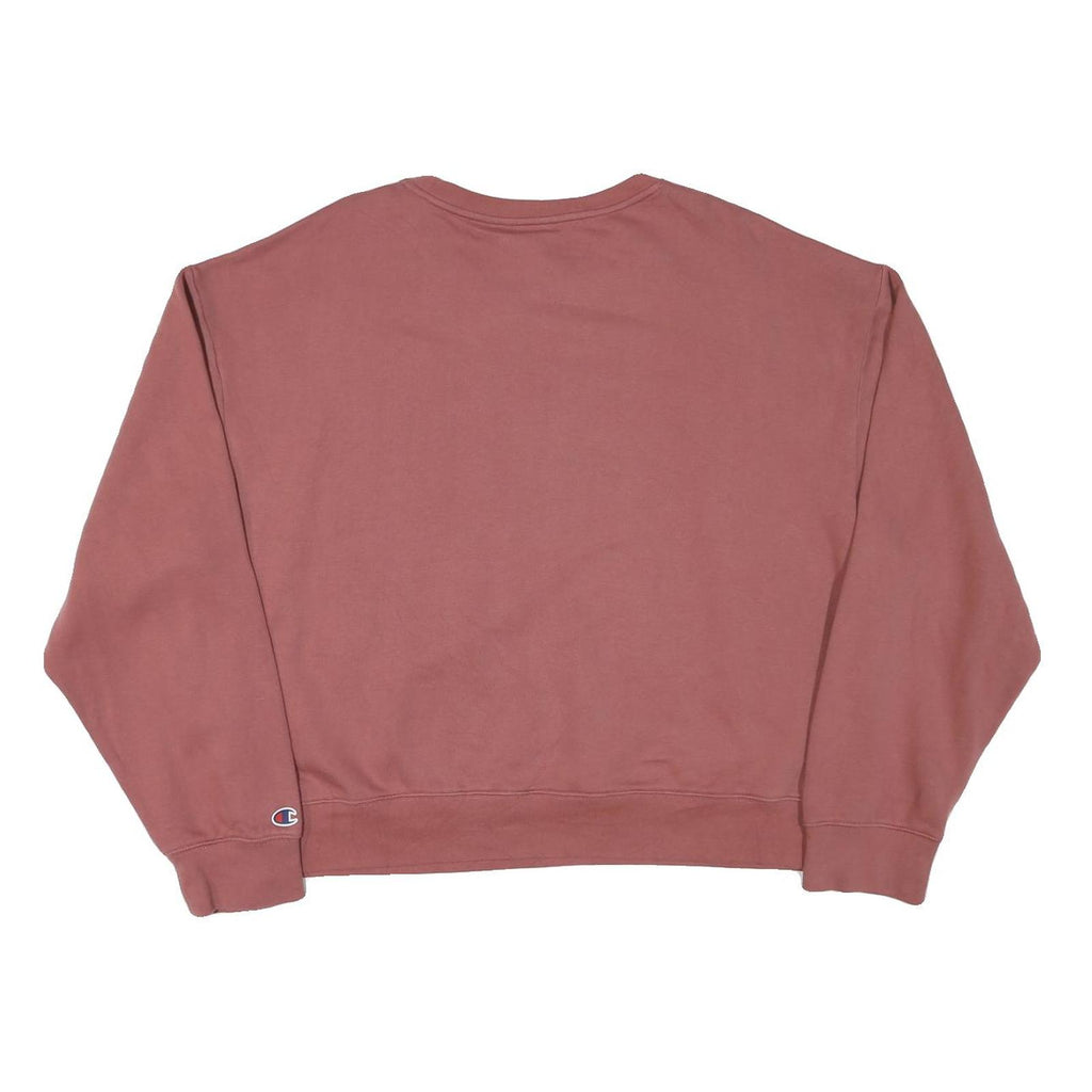 CHAMPION Womens Pink Crew Neck 2XL Cotton Blend Pullover Sweatshirt Casual