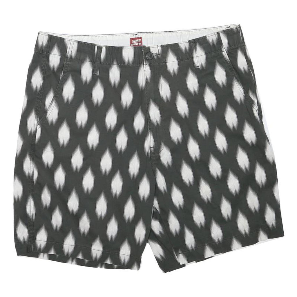 LEVI'S Mens Shorts Black & White XL W35 Patterned Cotton Blend Casual Chino