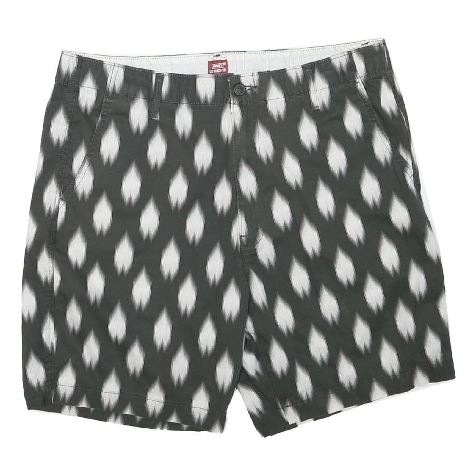 LEVI'S Mens Shorts Black & White XL W35 Patterned Cotton Blend Casual Chino