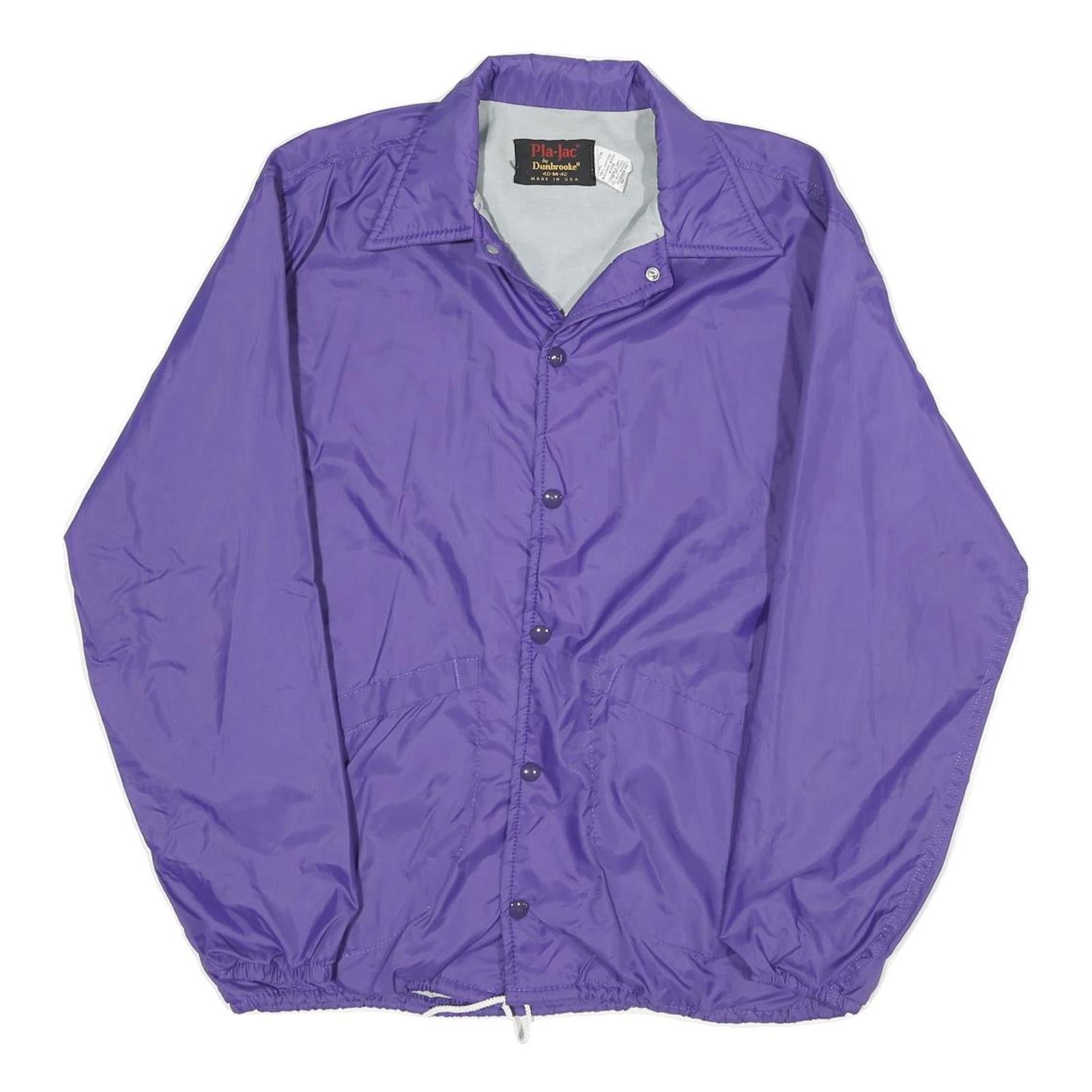 DUNBROOKE Mens Purple Nylon Button Jacket M Pla-Jac Battlin Bucs Embroidered