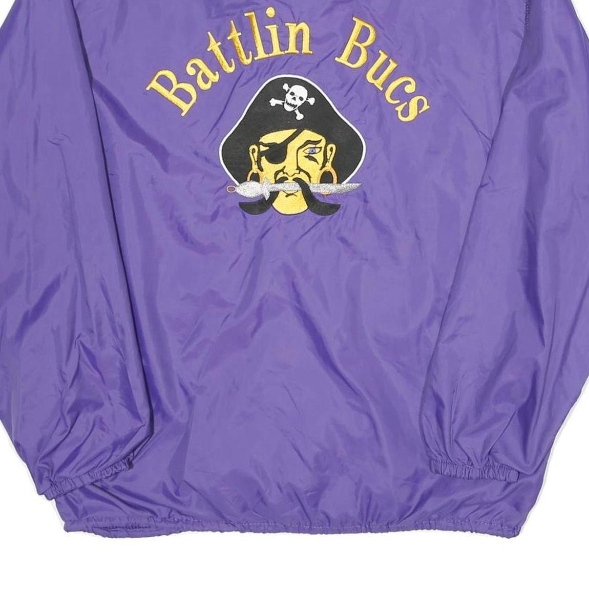DUNBROOKE Mens Purple Nylon Button Jacket M Pla-Jac Battlin Bucs Embroidered