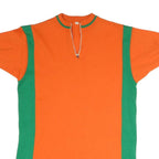 Womens Orange & Green Modern T-Shirt M Short Sleeve Round Neck Colour Block Zip