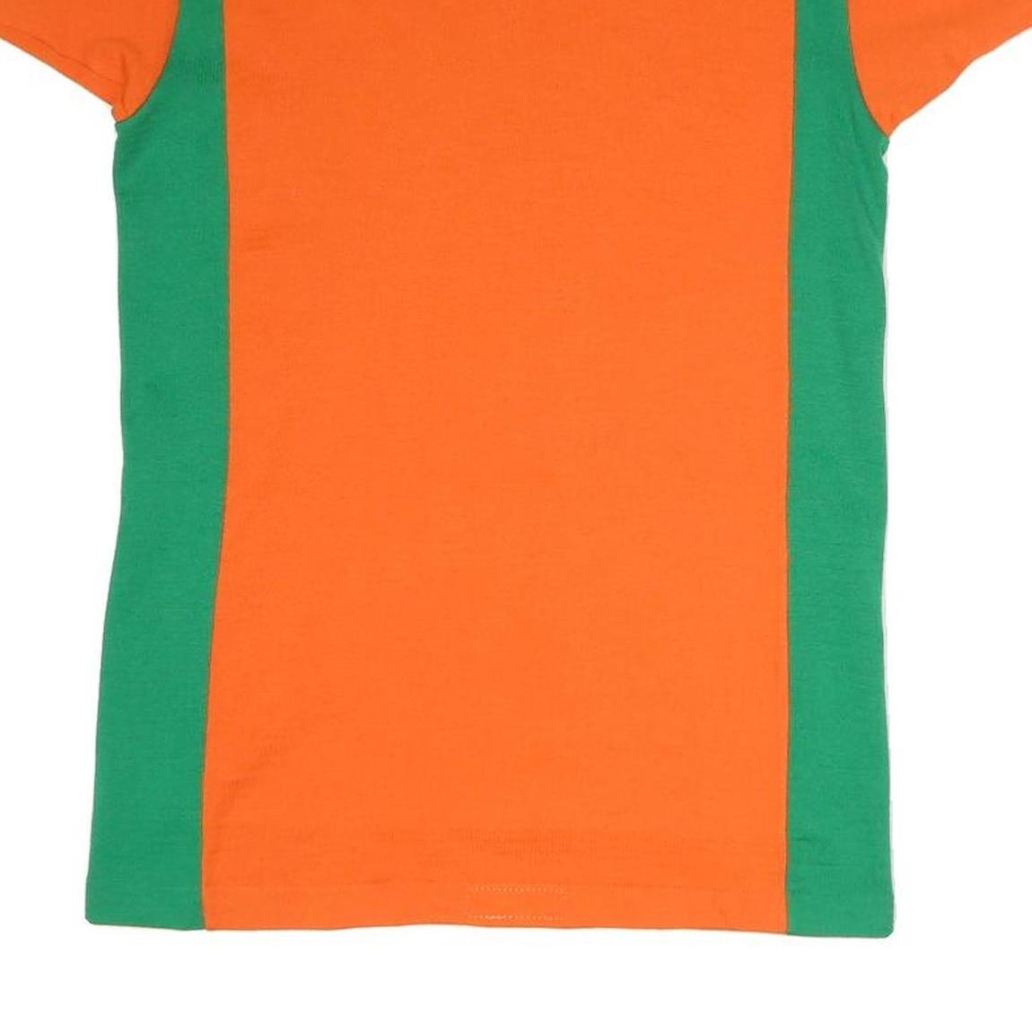 Womens Orange & Green Modern T-Shirt M Short Sleeve Round Neck Colour Block Zip