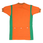 Womens Orange & Green Modern T-Shirt M Short Sleeve Round Neck Colour Block Zip