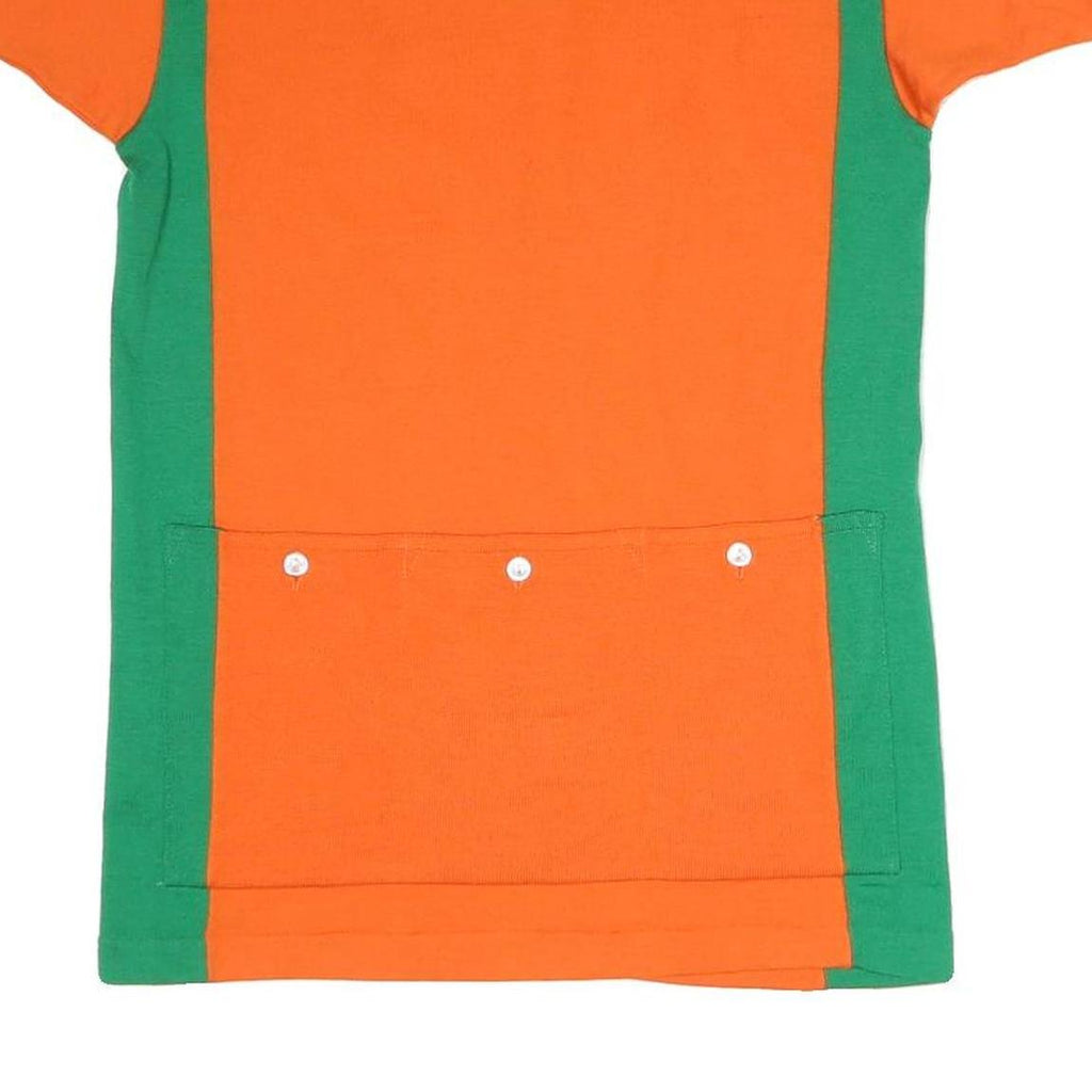 Womens Orange & Green Modern T-Shirt M Short Sleeve Round Neck Colour Block Zip