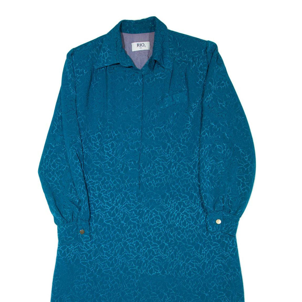 RIO Womens Day Dress Blue Floral Long Sleeve Midi L