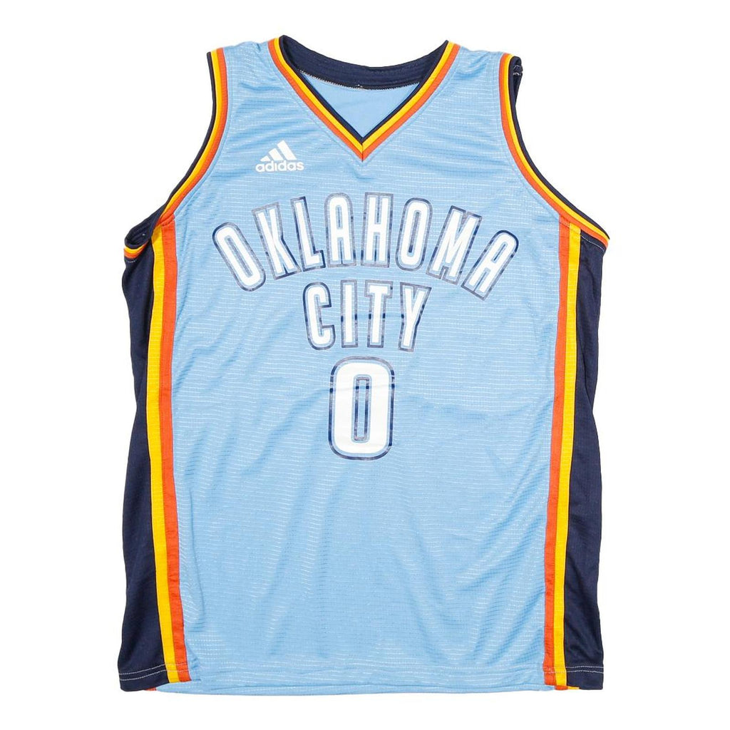 ADIDAS Mens Blue Jersey S Sleeveless V-Neck Oklahoma City Westbrook Number 0