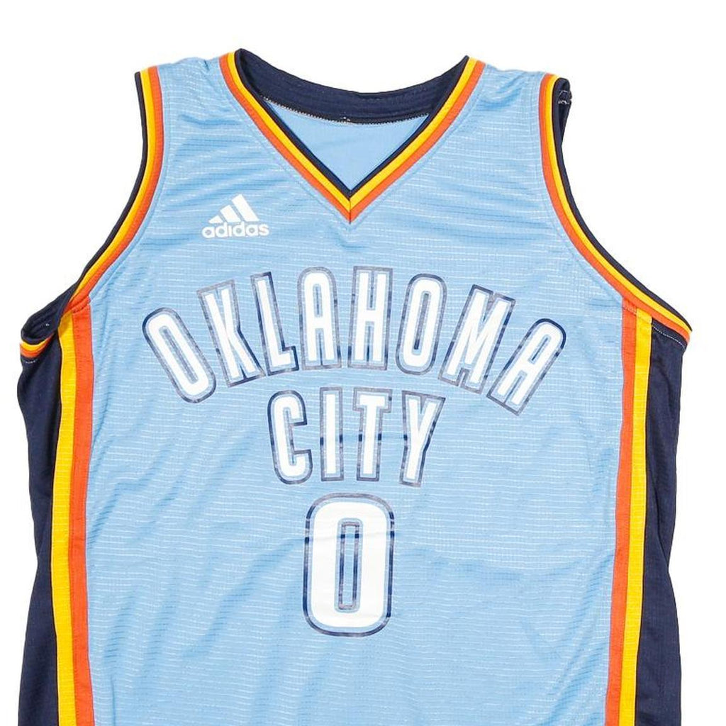 ADIDAS Mens Blue Jersey S Sleeveless V-Neck Oklahoma City Westbrook Number 0