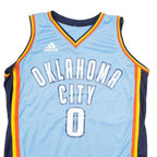ADIDAS Mens Blue Jersey S Sleeveless V-Neck Oklahoma City Westbrook Number 0