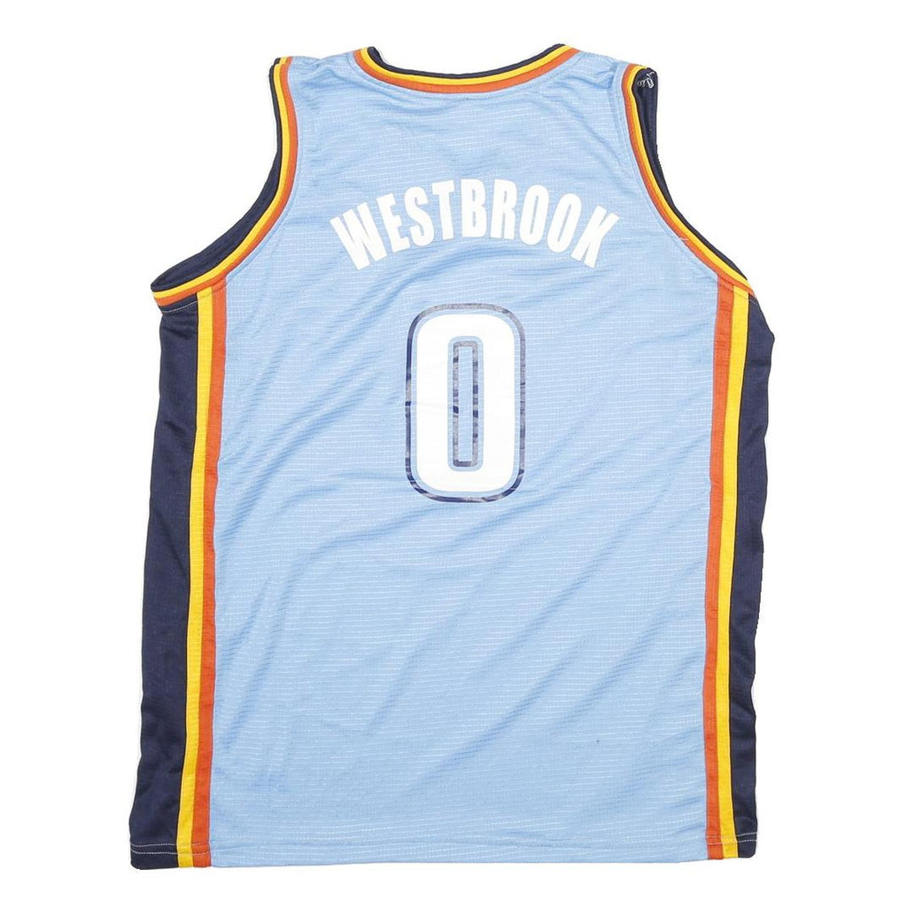 ADIDAS Mens Blue Jersey S Sleeveless V-Neck Oklahoma City Westbrook Number 0